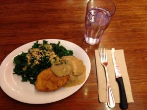 crispy chickin' plate at Veggie Grill by Next Level in Portland