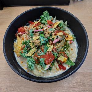 seasonal ramen (soymilk and bazil sauce) at Tsukemen Zuppa - (つけ麺zuppa) in Tokyo