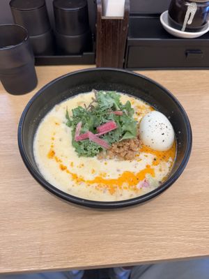 Tantan with optional boiled egg  at Tsukemen Zuppa - (つけ麺zuppa) in Tokyo