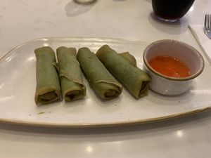Vegan crispy soy spring rolls  at LHR - Shan Shui - T2 in West London