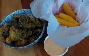 Fried broccoli and corn fritters at Despacito in Burlington