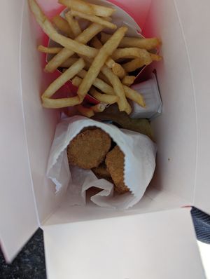 Fries, nuggets, and chicken sando under... #Veganuary at Mr.Charlie's - San Francisco in San Francisco