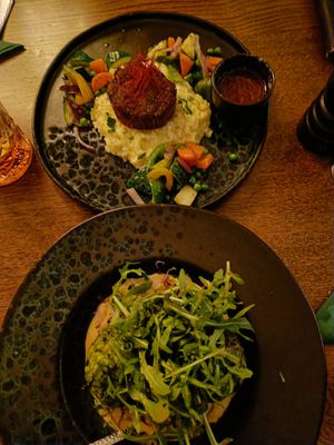 Above: steak. Under: knodel at The Keep Garden Kitchen in Salzburg