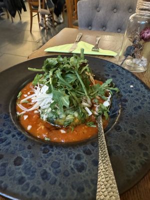 Spinatknödel in Tomatenragout  at The Keep Garden Kitchen in Salzburg