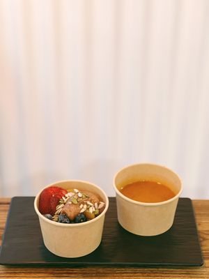 Matcha overnight oat and soup of the day   #Veganuary at Nutsy Coffee Bar in Hong Kong Island