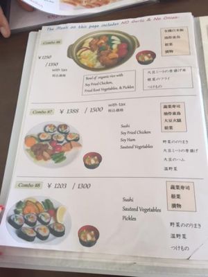 Part of the Menu at Prunus in Kyoto