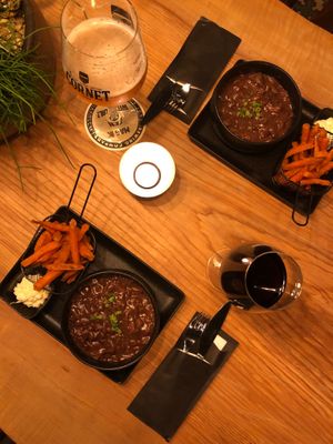 Typical Limburgian dish, winter special: Limburgs zoervleisj, made of jackfruit. Perfect with one of the Vegan red wines on the menu.  at Breakaway in Sint Geertruid