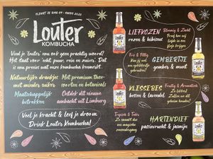 Kombucha. Unfortunately, they’re pasteurized (there’s no scoby in the bottle) at Breakaway in Sint Geertruid