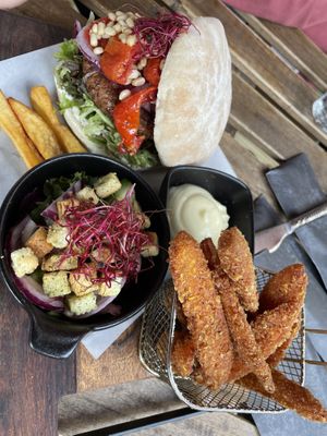 Truffle burger with crunchy sweet potato fries  at Breakaway in Sint Geertruid