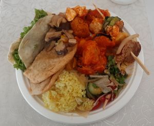 Food from "Vegan buffet" day at Loving Hut - 10 khoroolol/10-р хороолол in Ulaanbaatar