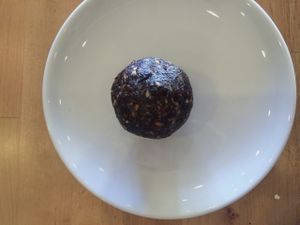 Raw chocolate ball at Hari's Vegetarian in Haymarket
