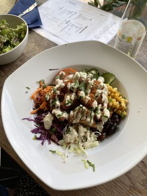 crispy nugget salad at Cafe Erde in Graz