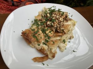 Potato casserole with peanuts at Cafe Erde in Graz