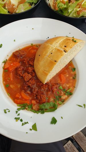 Serbischer Bohnensuppe at Cafe Erde in Graz