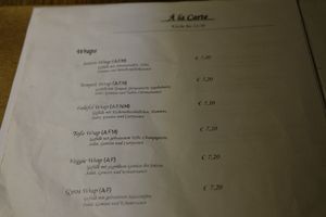 Menu at Cafe Erde in Graz