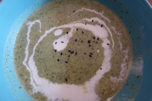 Broccoli soup (daily menu) at Cafe Erde in Graz