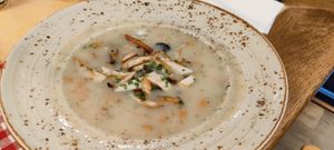 Potato and mushroom soup at MUC - Airbräu Next to Heaven - T2 in Munich