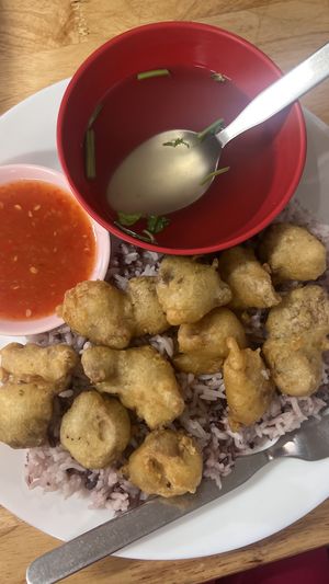 Mushrooms on rice  at Eat Me Veggie & Vegan in Bangkok