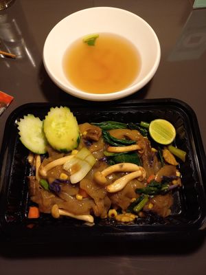 Noodles in black soy sauce at Eat Me Veggie & Vegan in Bangkok