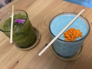 Yerba Tonica & Spirulina Colada  at Terrestre Cocina Compasión in San Juan