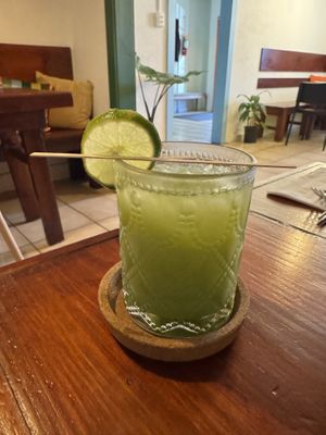 Cucumber cilantro lemon juice  at Terrestre Cocina Compasión in San Juan