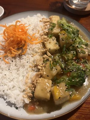 Sweet and spicy tofu   at Terrestre Cocina Compasión in San Juan