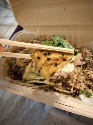 Absolutely gorgeous tasting vegan egg! ❤️ this was the special meal of the day, I’m always getting impressed by this place 😭😭😭  at Terrestre Cocina Compasión in San Juan