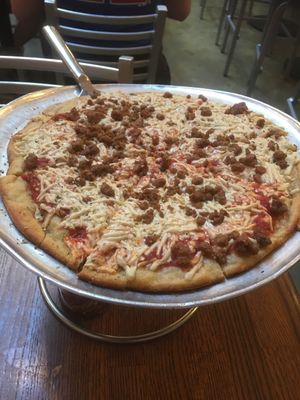 Vegan cheese and vegan sausage at District of Pi Pizzeria in Washington