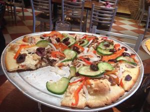 Berkley thin crust with match meat & daiya at District of Pi Pizzeria in Washington