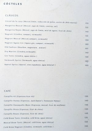 Drinks menu 3 of 3, May 2023 at Muss Café in Oaxaca