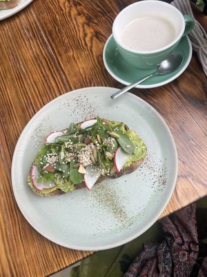 Avocado toast and chai  at Muss Café in Oaxaca