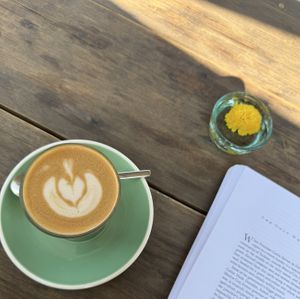 Flat white with plant milk  at Muss Café in Oaxaca