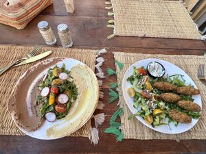 Hummus & falafel salads   at TONIRT in Tamraght