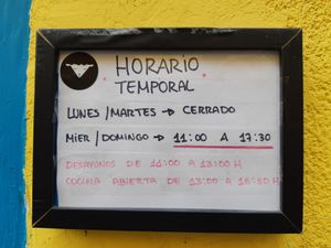 Opening times so as Feb 2021 at La Oveja Negra in Madrid
