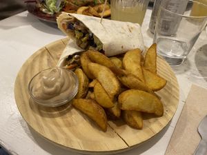 Wrap de seitán  at La Oveja Negra in Madrid