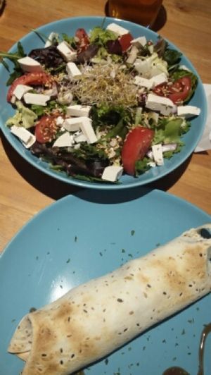 Dinner of taco & salad at La Oveja Negra in Madrid