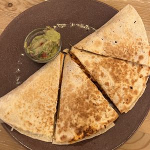 Seitan and Achiote Quesadillas (amazing)  at La Oveja Negra in Madrid
