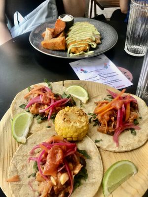 Tacos and milanesa  at La Oveja Negra in Madrid