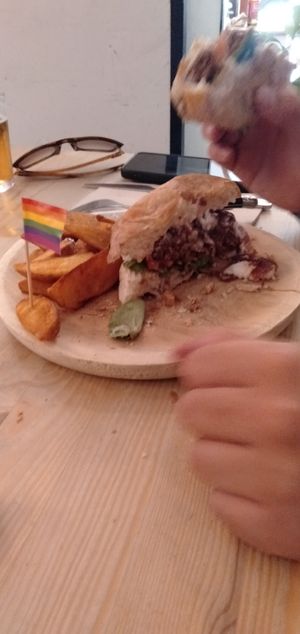 Queer burger at La Oveja Negra in Madrid