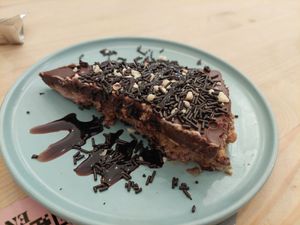 Chocolate cake at La Oveja Negra in Madrid