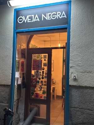 Outside entrance  at La Oveja Negra in Madrid