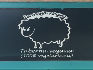 Sign at La Oveja Negra in Madrid