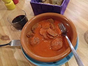Seitan chorizo at La Oveja Negra in Madrid