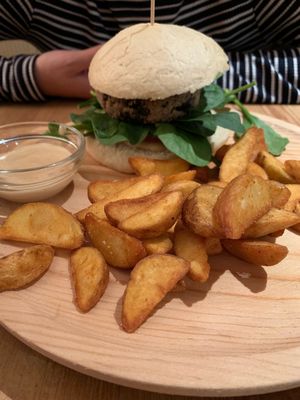 Quinoa burger  at La Oveja Negra in Madrid