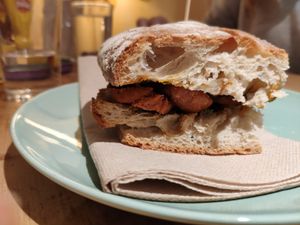 Pincho de chorivegano at La Oveja Negra in Madrid