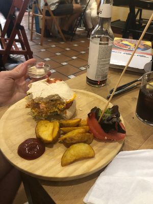 Soy hamburger  at La Oveja Negra in Madrid