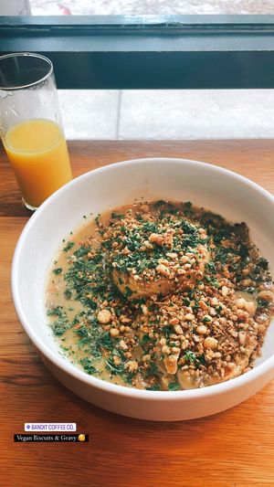 Vegan biscuits & gravy! Rich but very good   at Bandit Coffee Co in St Petersburg
