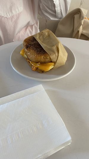 Egg sausage cheese sandwich   at Bandit Coffee Co in St Petersburg