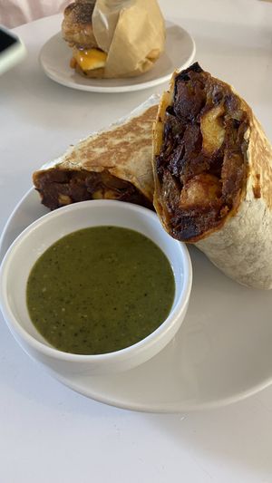 Breakfast burrito and salsa verde   at Bandit Coffee Co in St Petersburg
