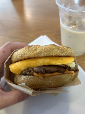 Vegan egg cheese and sausage sandwich   at Bandit Coffee Co in St Petersburg